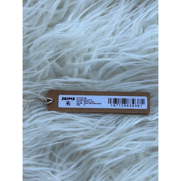 Skims Cotton Rib Plunge Bralette Light Heather Grey Size Small - Picture 7 of 7